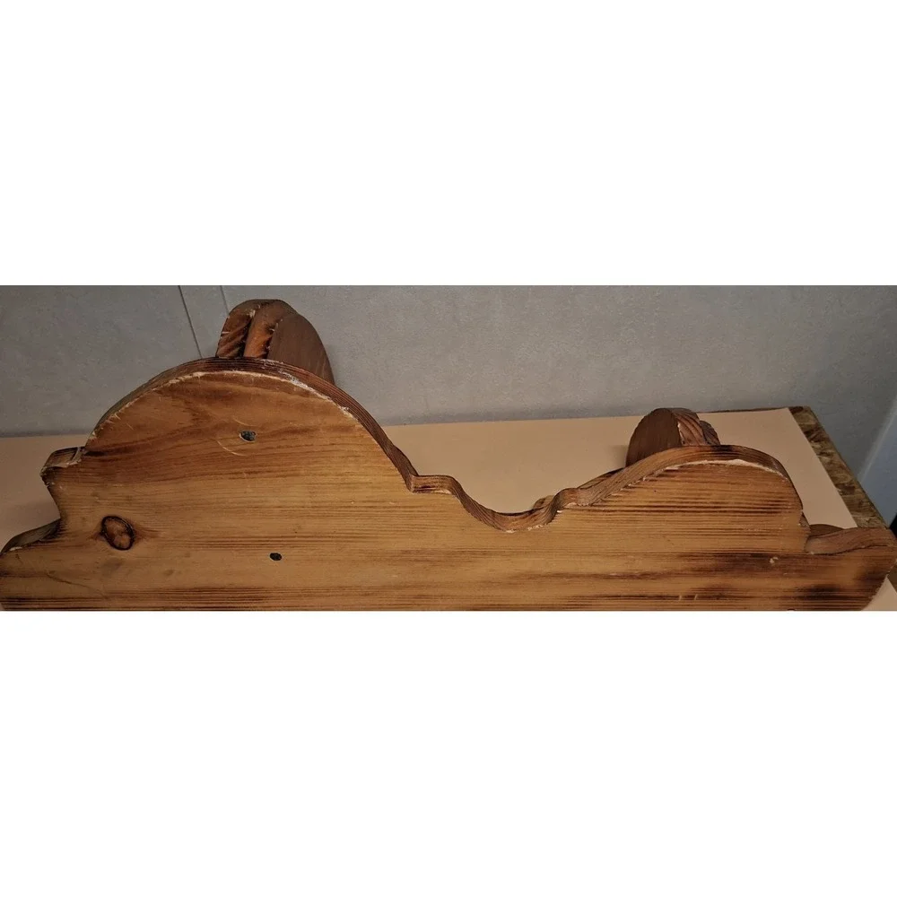 2 Vintage Carved Wood Corner Wall Shelfs W/Two Tiers
